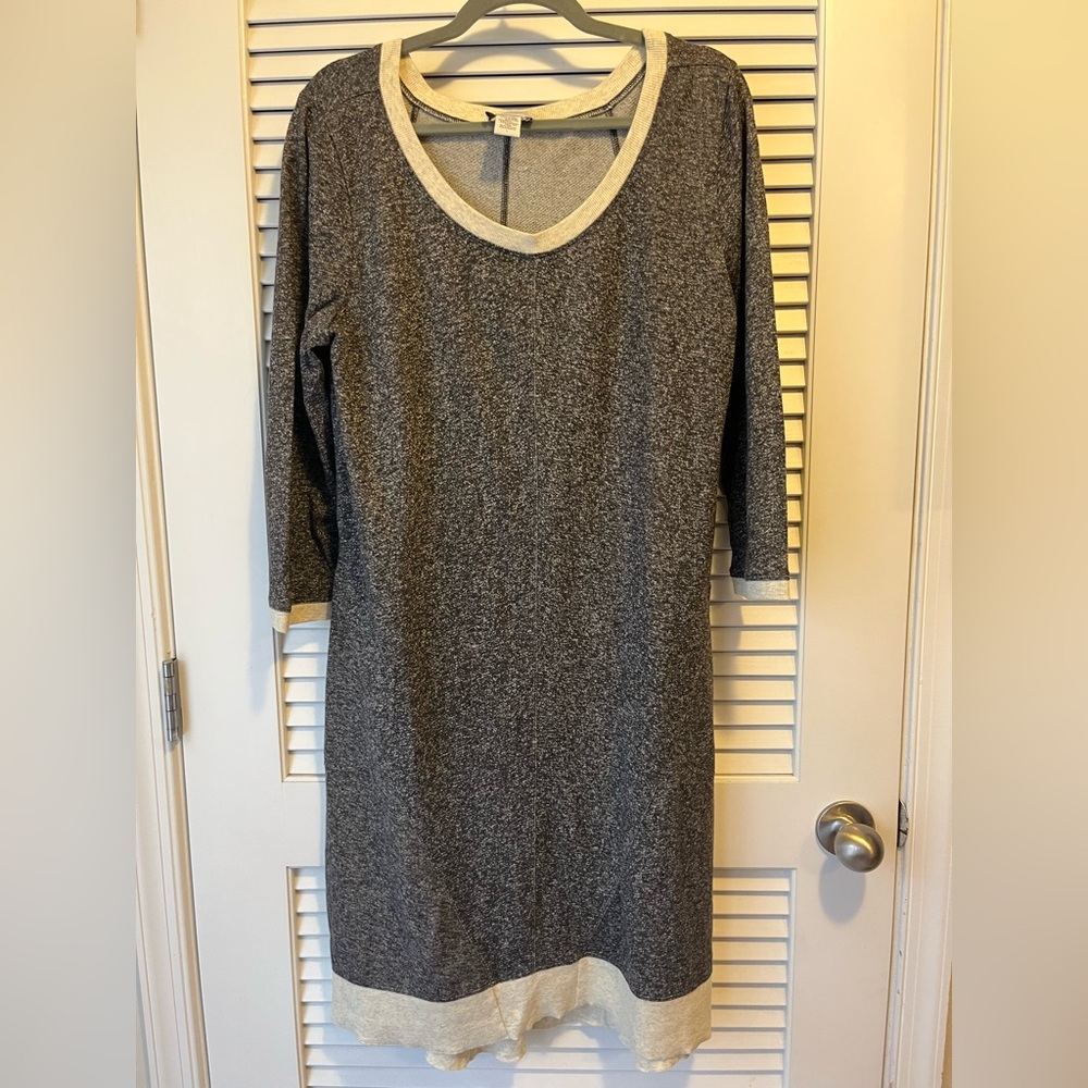 Soft Surroundings Gray Dress with Cream Trim